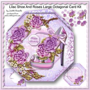 Lilac Shoe and Roses Large Octagonal Card Kit