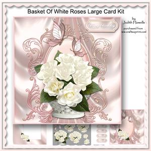 Basket of White Roses Large Card Kit