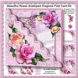 Beautiful Roses Scalloped Diagonal Fold Card Kit