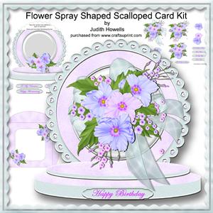Flower Spray Shaped Scalloped Card Kit