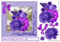Purple Garden Flowers Square Card Front