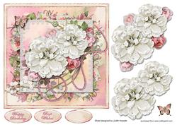 White Flower Spray Square Card Front