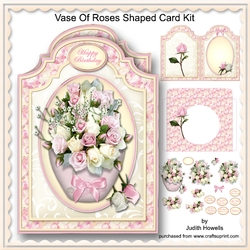 Vase Of Roses Shaped Card Kit