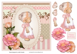 Sweet Girl In Pink Large Square Card Front