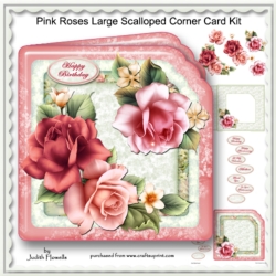 Pink Roses Large Scalloped Corner Card Kit