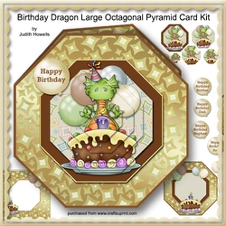 Birthday Dragon Large Octagonal Pyramid Card Kit