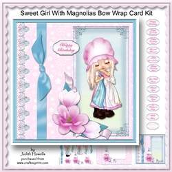 Sweet Girl With Magnolias Bow Wrap Card Kit