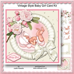 Vintage Style Baby Girl Card Kit