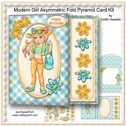 Modern Girl Asymmetric Fold Pyramid Card Kit