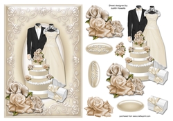 Cream Wedding With Roses Card Front
