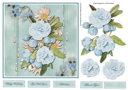Blue Flower Bouquet Square Card Front