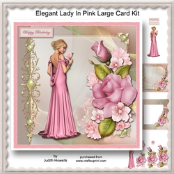 Elegant Lady In Pink Large Card Kit