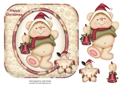 Christmas Bear Rounded Square Card Front