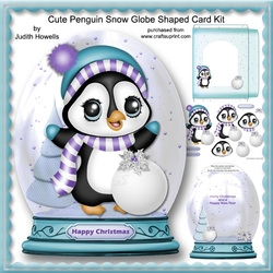 Cute Penguin Snow Globe Shaped Card Kit