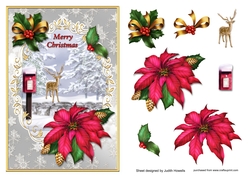 Poinsettia Snow Scene Card Front