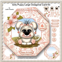 Girly Puppy Large Octagonal Card Kit