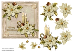 Candles And Poinsettias Christmas Card Front