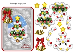 Cute Christmas Tree Rounded Card Front