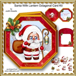 Santa With Lantern Octagonal Card Kit