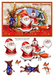 Santa And Friends Christmas Card Front