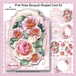 Pink Rose Bouquet Shaped Card Kit