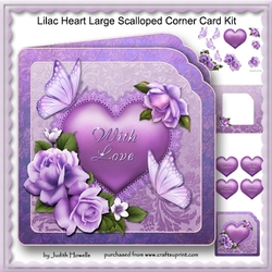 Lilac Heart Large Scalloped Corner Card Kit