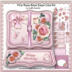 Pink Rose Book Easel Card Kit