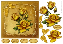 Golden Roses Square Card Front
