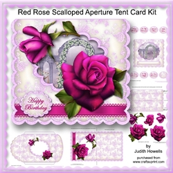 Red Rose Scalloped Aperture Tent Card Kit