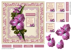 Lilac Flower Spray Square Card Front