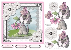 Cute Dog With Flower Square Card Front