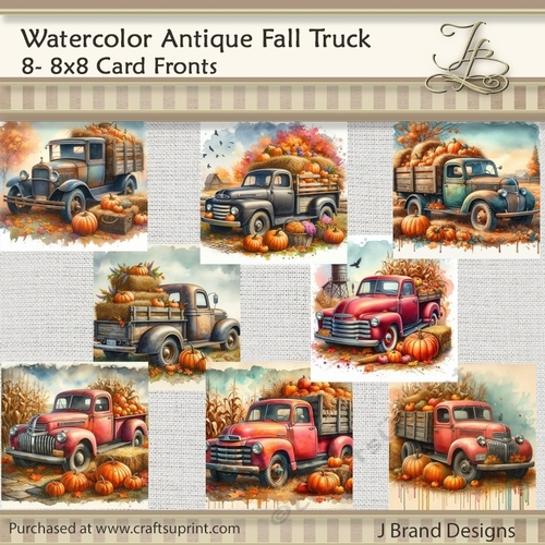 Watercolor Antique Fall Truck
