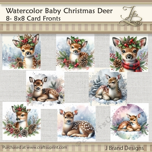 Watercolor Baby Christmas Deer