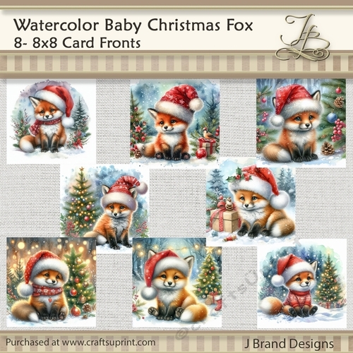 Watercolor Baby Christmas Fox