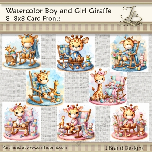 Watercolor Boy and Girl Giraffe