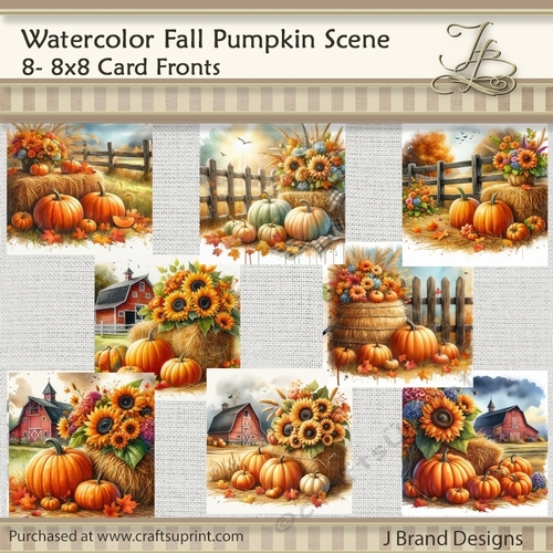 Watercolor Fall Pumpkin Scene