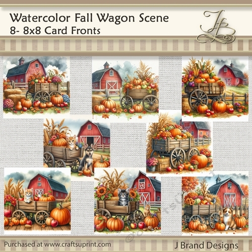 Watercolor Fall Wagon Scene