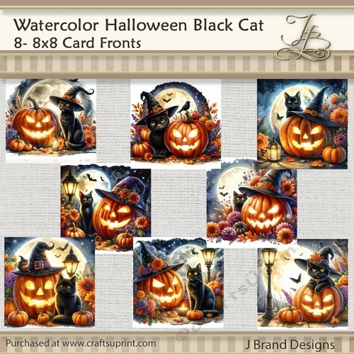 Watercolor Halloween Black Cat