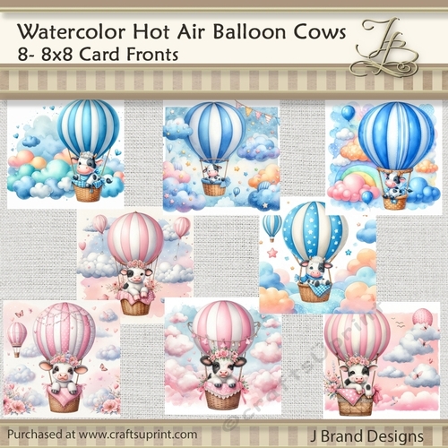 Watercolor Hot Air Balloon Cows