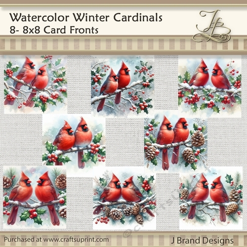 Watercolor Winter Cardinals