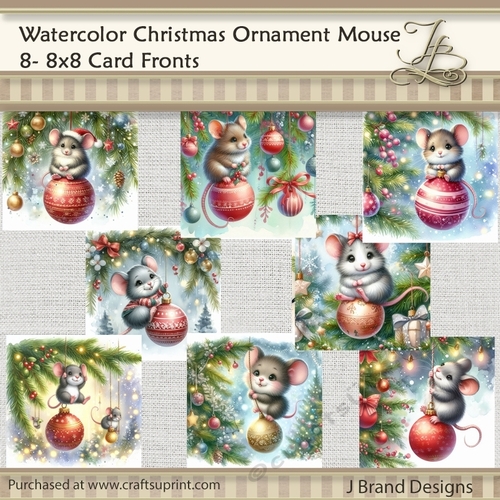 Watercolor Christmas Ornament Mouse