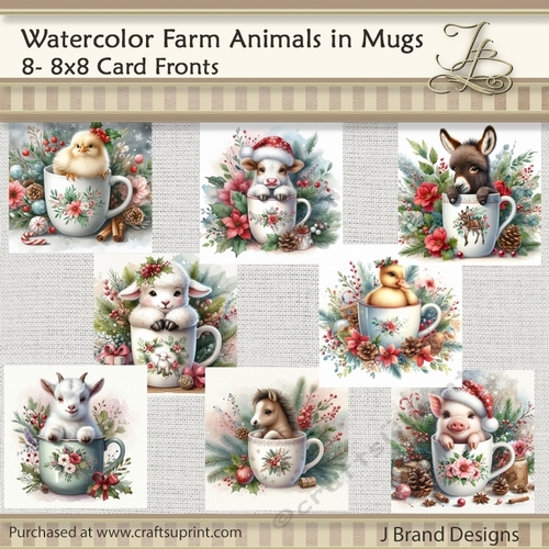 Watercolor Christmas Farm Animal Mugs