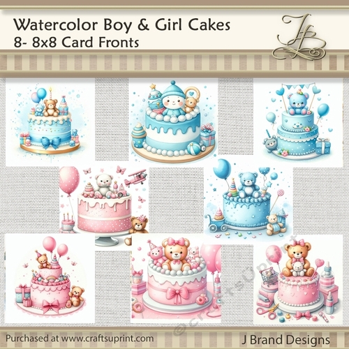 Watercolor Boy and Girl Baby Cakes