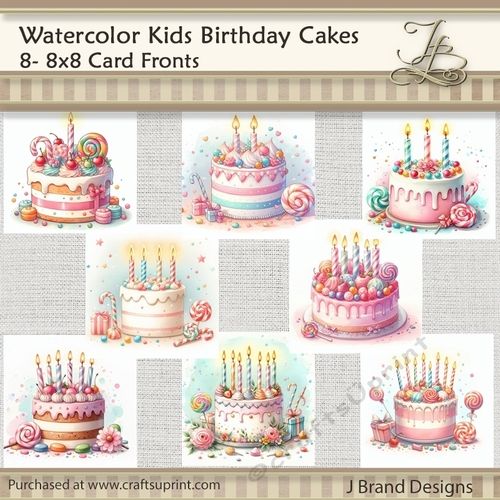 Watercolor Kids Birthday Cakes