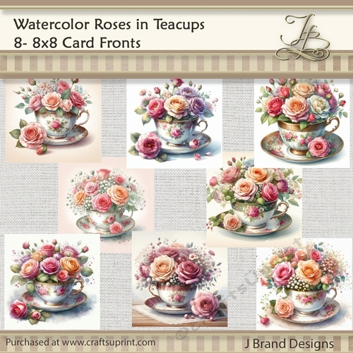 Watercolor Roses in Teacups