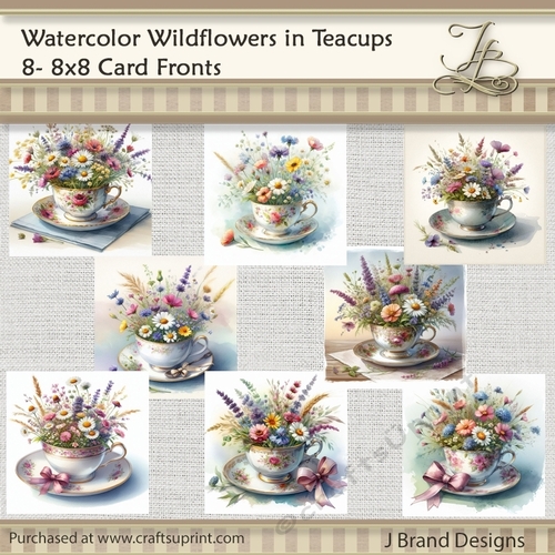 Watercolor Wildflowers in Teacups