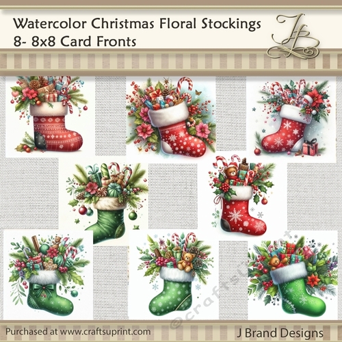  Watercolor Christmas Floral Stockings
