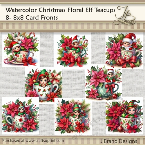 Watercolor Christmas Floral Elf Teacups