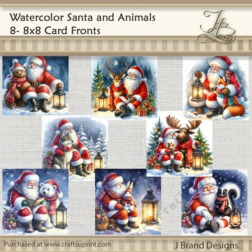 Watercolor Santa and Animals