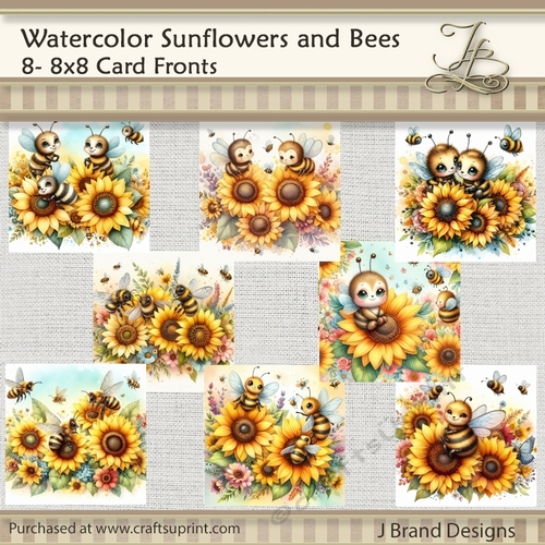 Watercolor Sunflowers and Bees